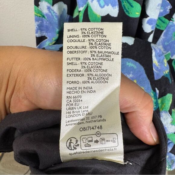 Free People Finer Things Floral Printed Midi Dress Black Blue Combo Medium - Picture 10 of 10